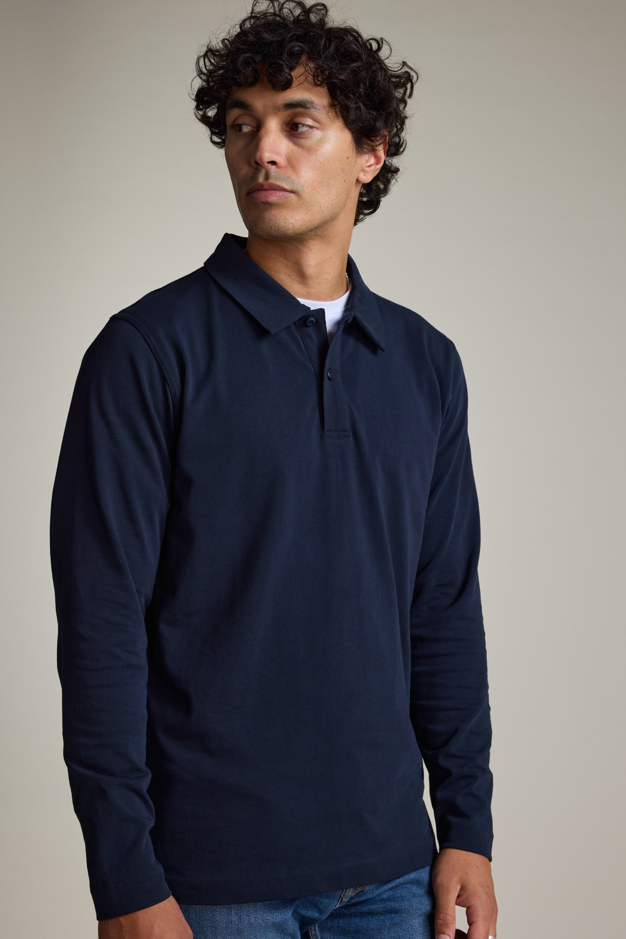 Shop Austin Long Sleeve Polo (NAVY) | Barkers