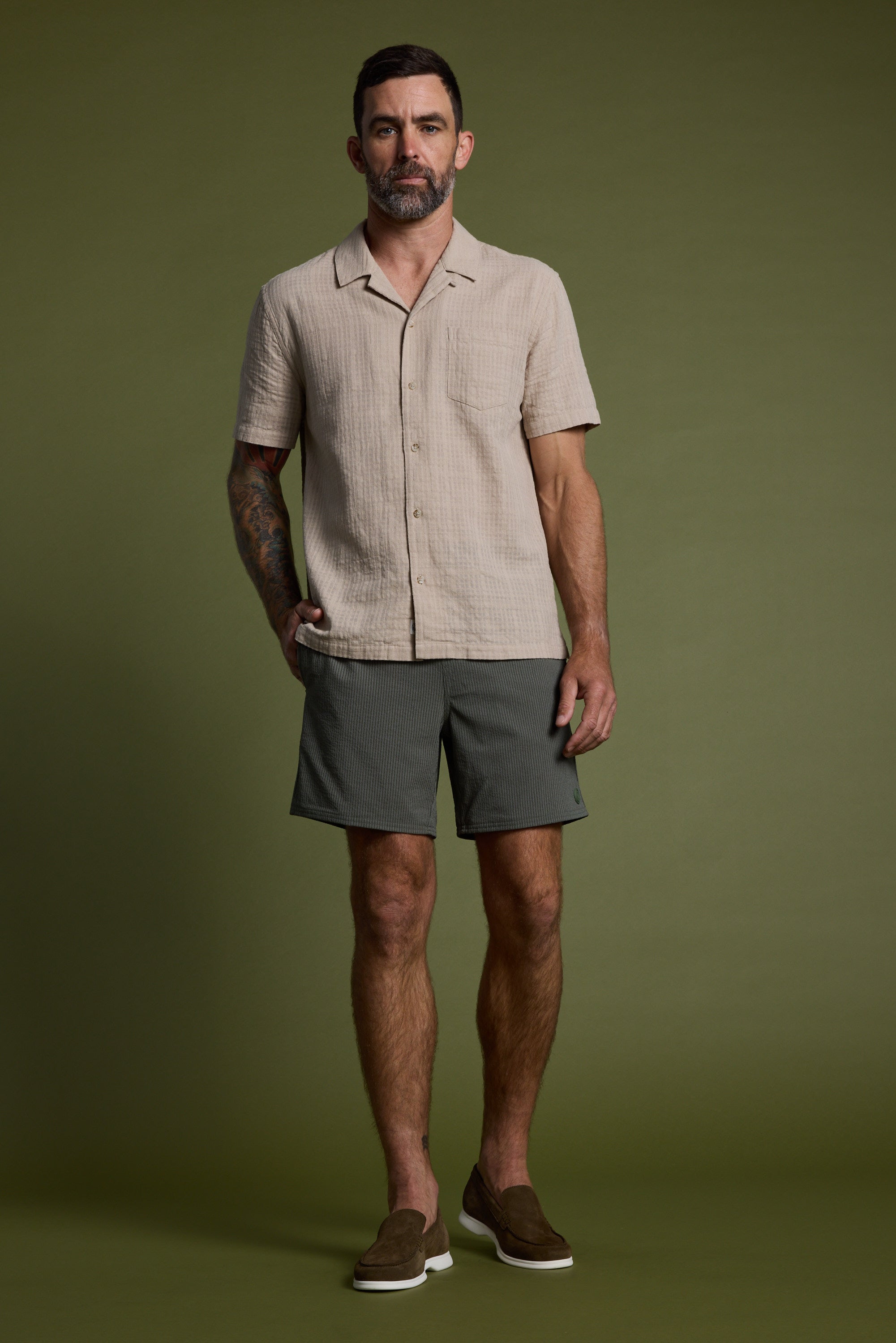 Barkers Monty Cotton Cuban Shirt in natural, additional view