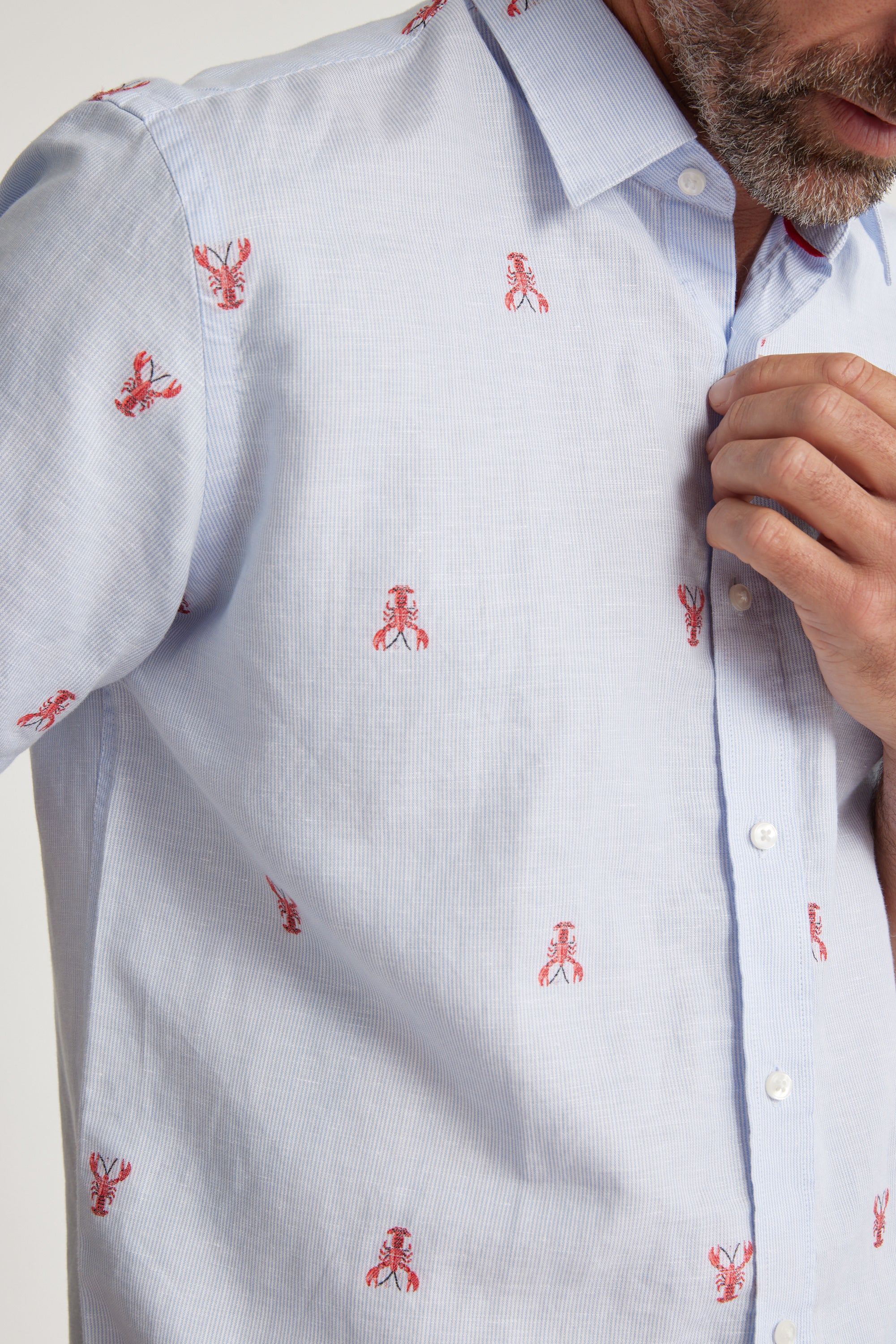 Barkers Crayton Embroidered Shirt in blue stripe, tailored fit, additional view