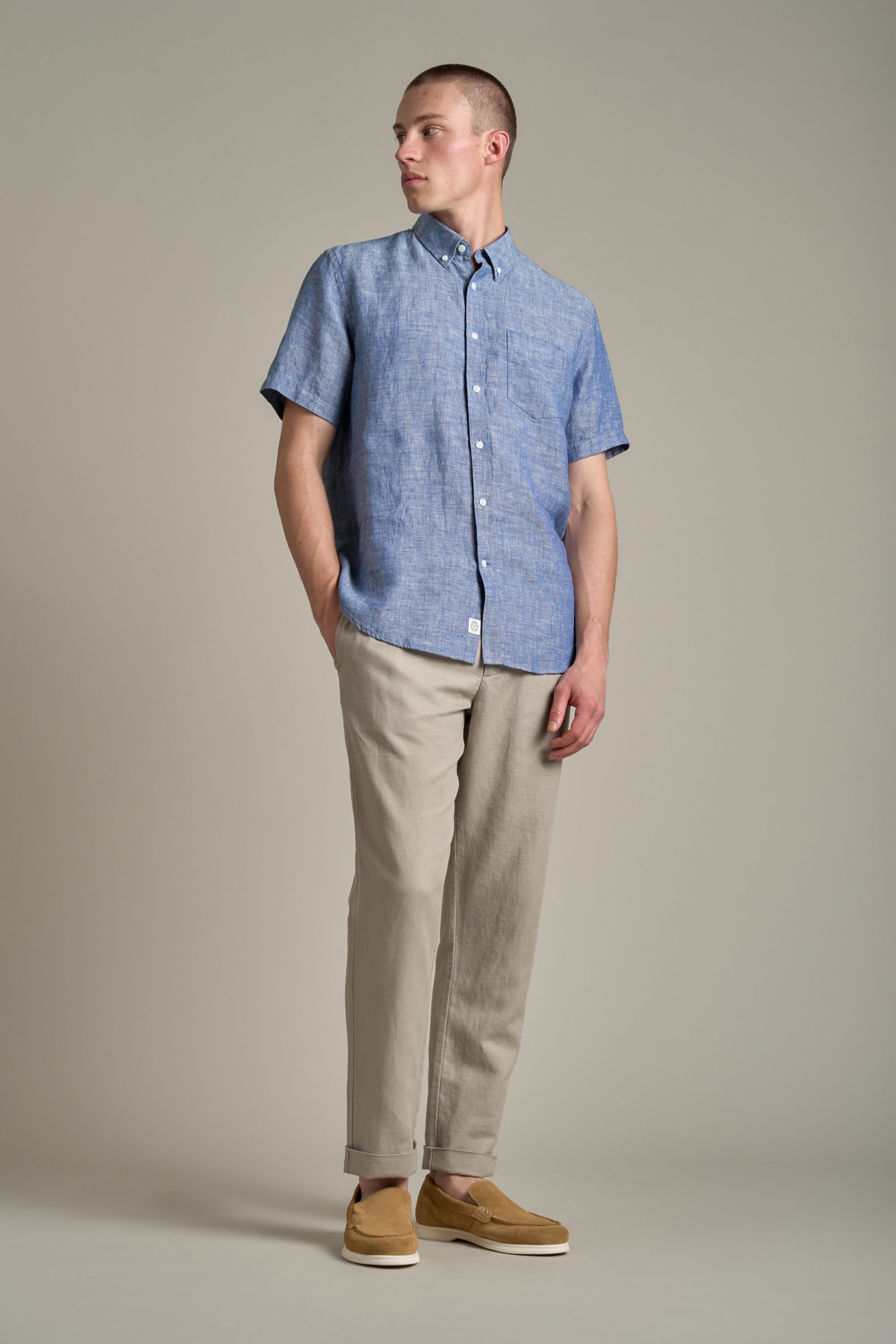Barkers Gentry Linen Shirt in denim, classic fit, additional view