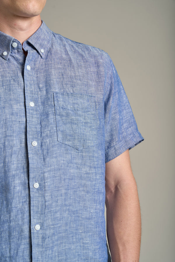 Barkers Gentry Linen Shirt in denim, classic fit, additional view