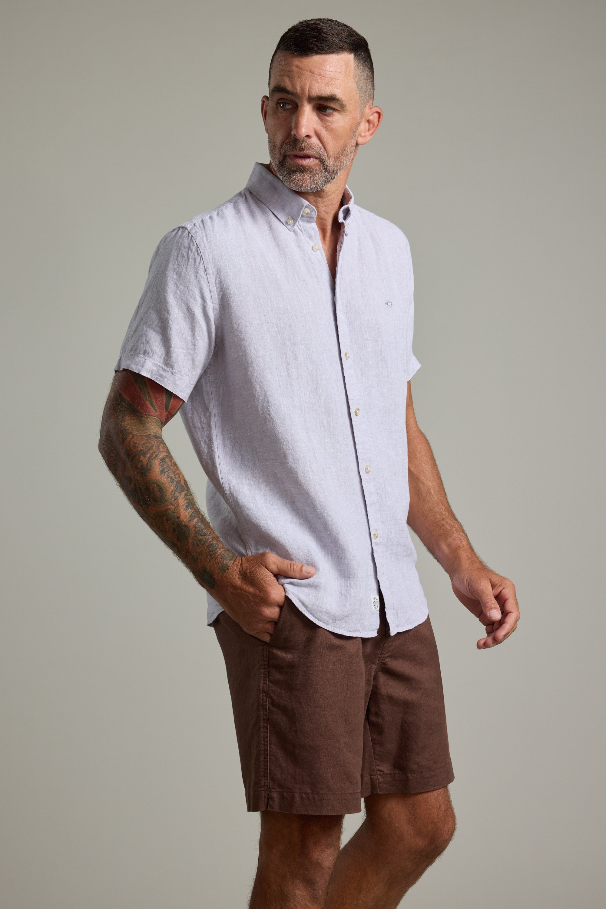 Barkers Gentry Linen Shirt in silver, additional view