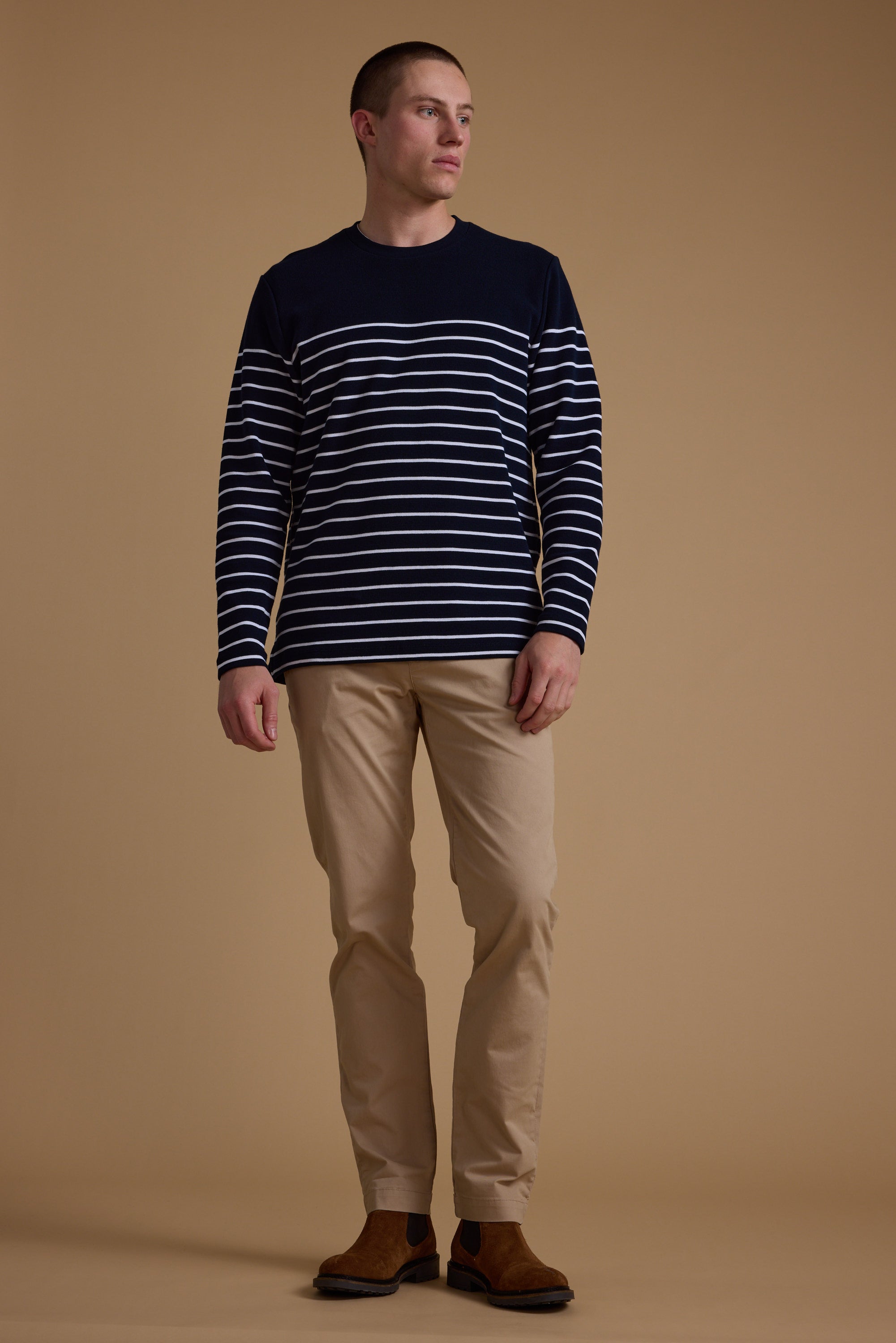Shop Avenue Stripe Waffle Crew (NAVY STRIPE) | Barkers