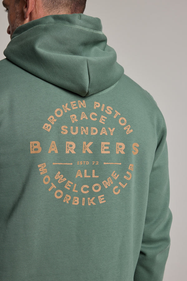 Barkers Sunday Club Print Hoody in bottle green, additional view