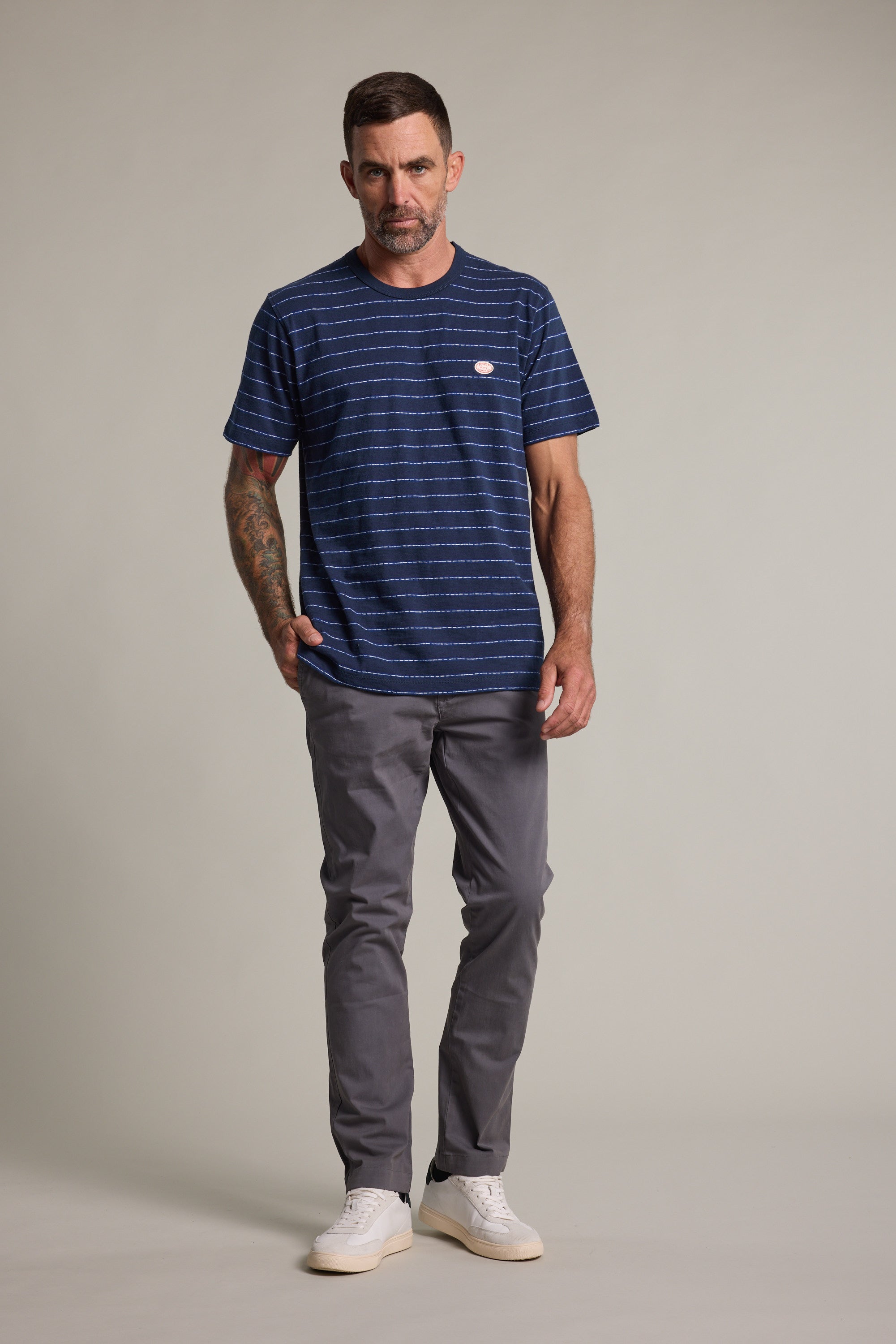 Barkers Vermont Stripe Tee in navy