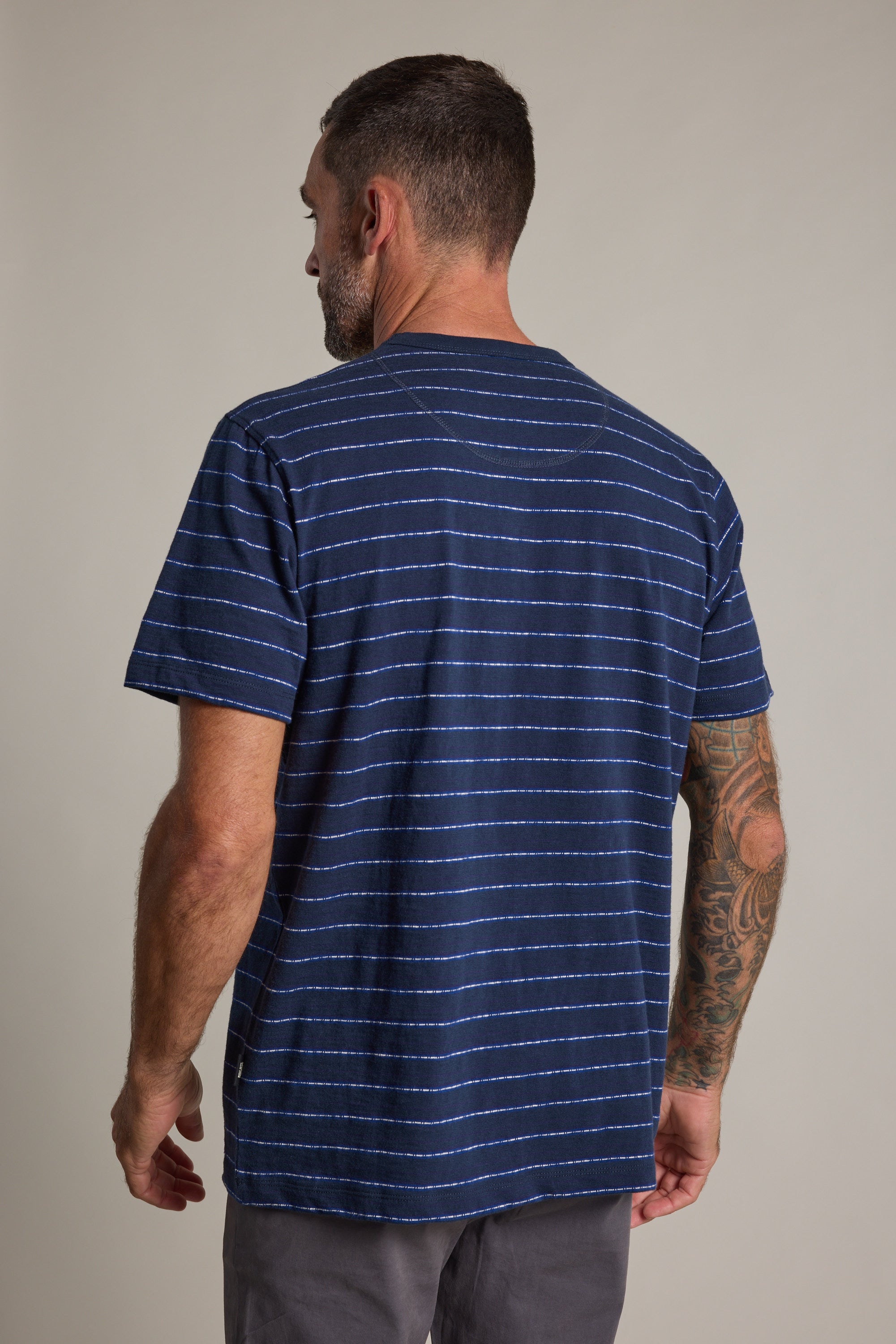 Barkers Vermont Stripe Tee in navy, additional view