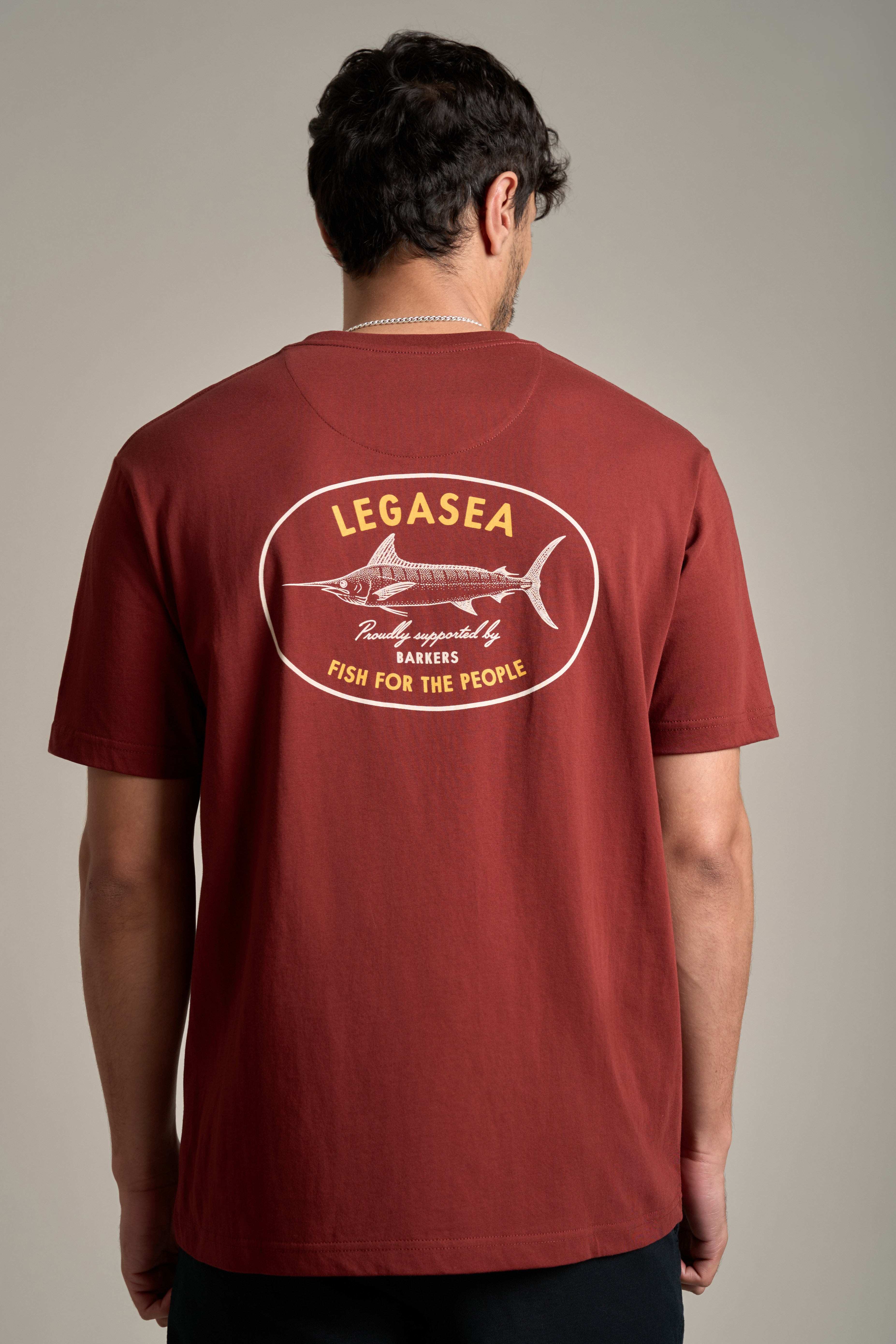 LegaSea Marlin Print Tee in brick, regular fit, alternate view