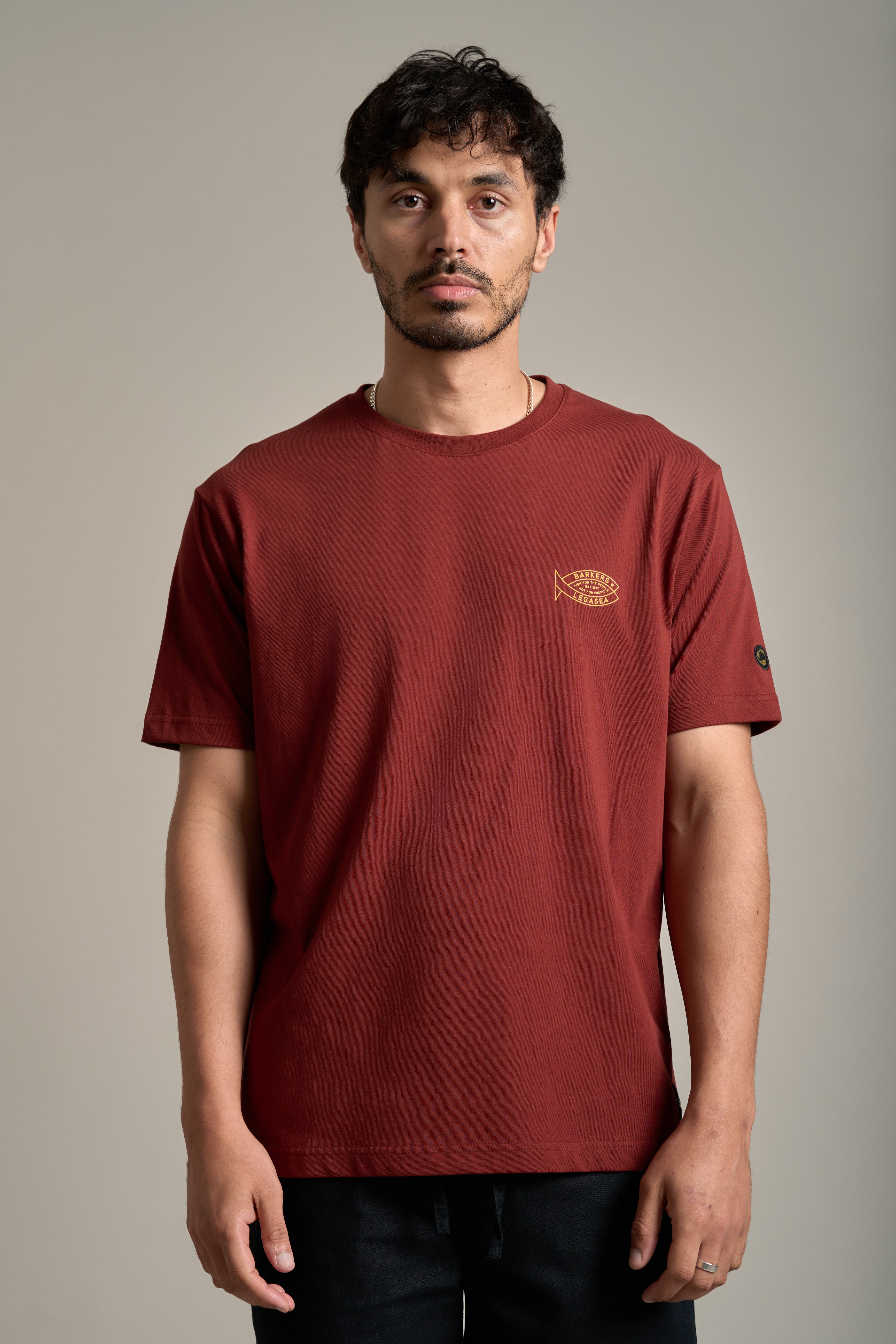 LegaSea Marlin Print Tee in brick, regular fit, additional view