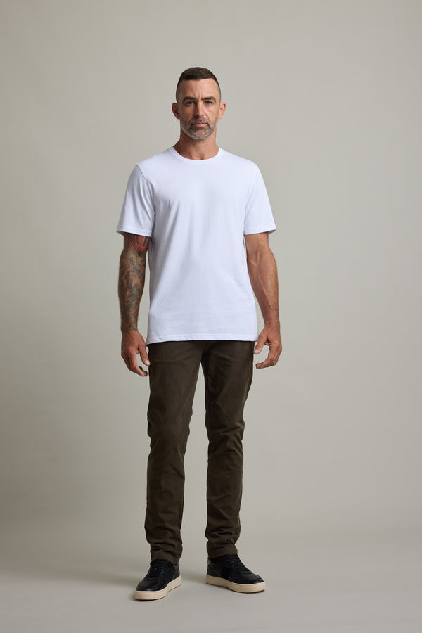 Man models Barkers Good Earth Cotton Essential Tee against a plain light background.