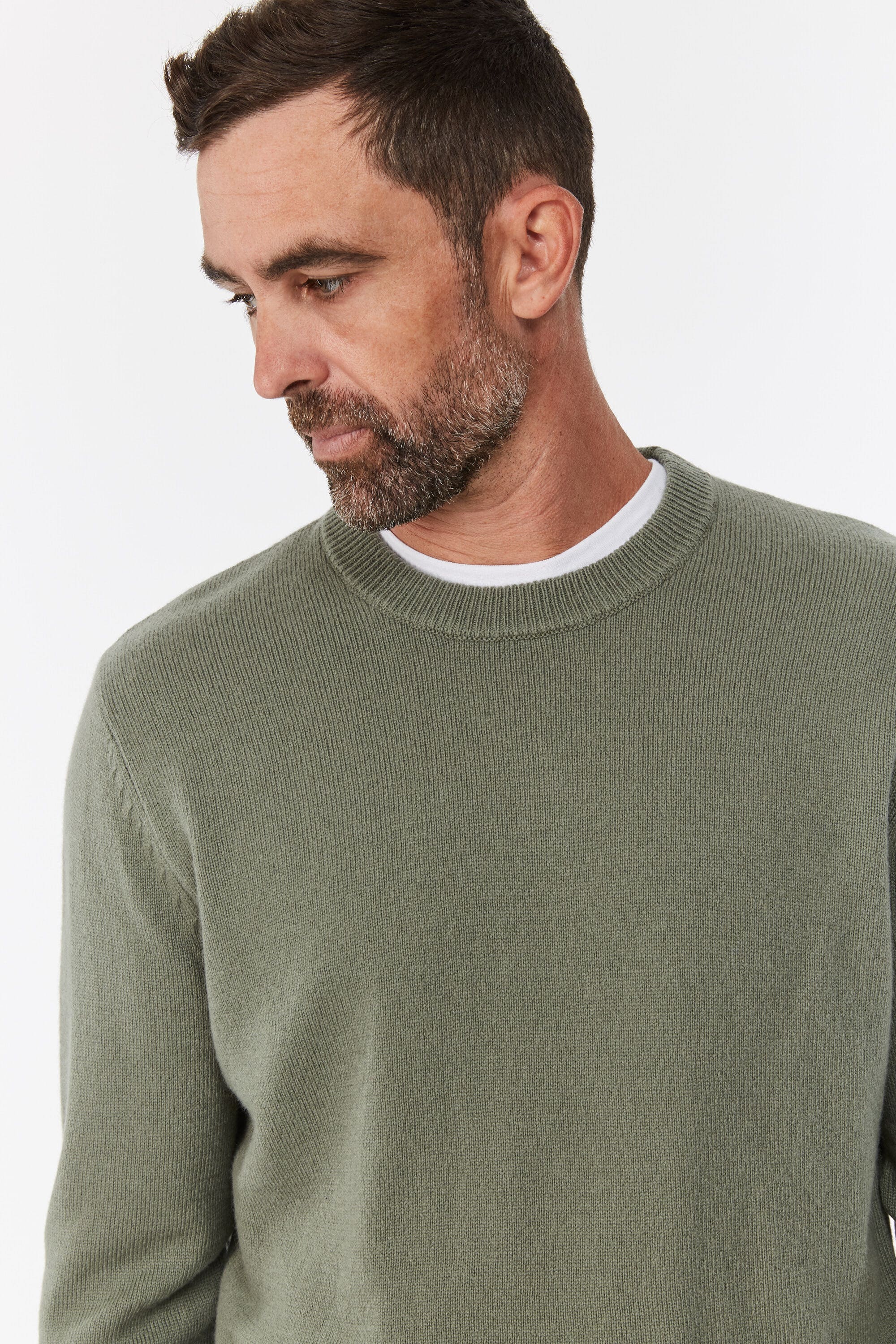 On Sale in Outlet Cobden Merino Yak Crew GREEN MARL Barkers NZ
