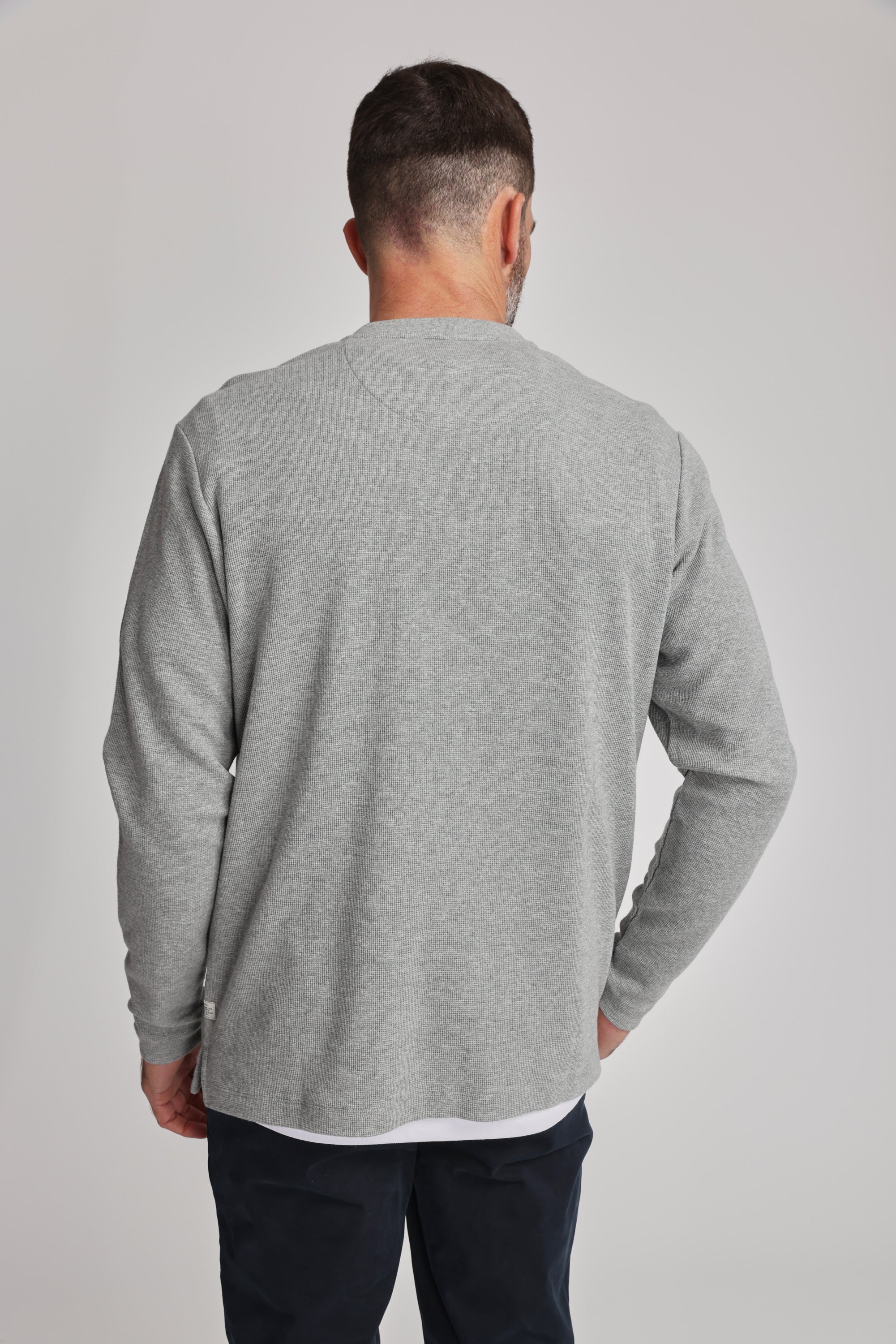 Shop Avenue Waffle Henley (GREY MARL) | Barkers NZ