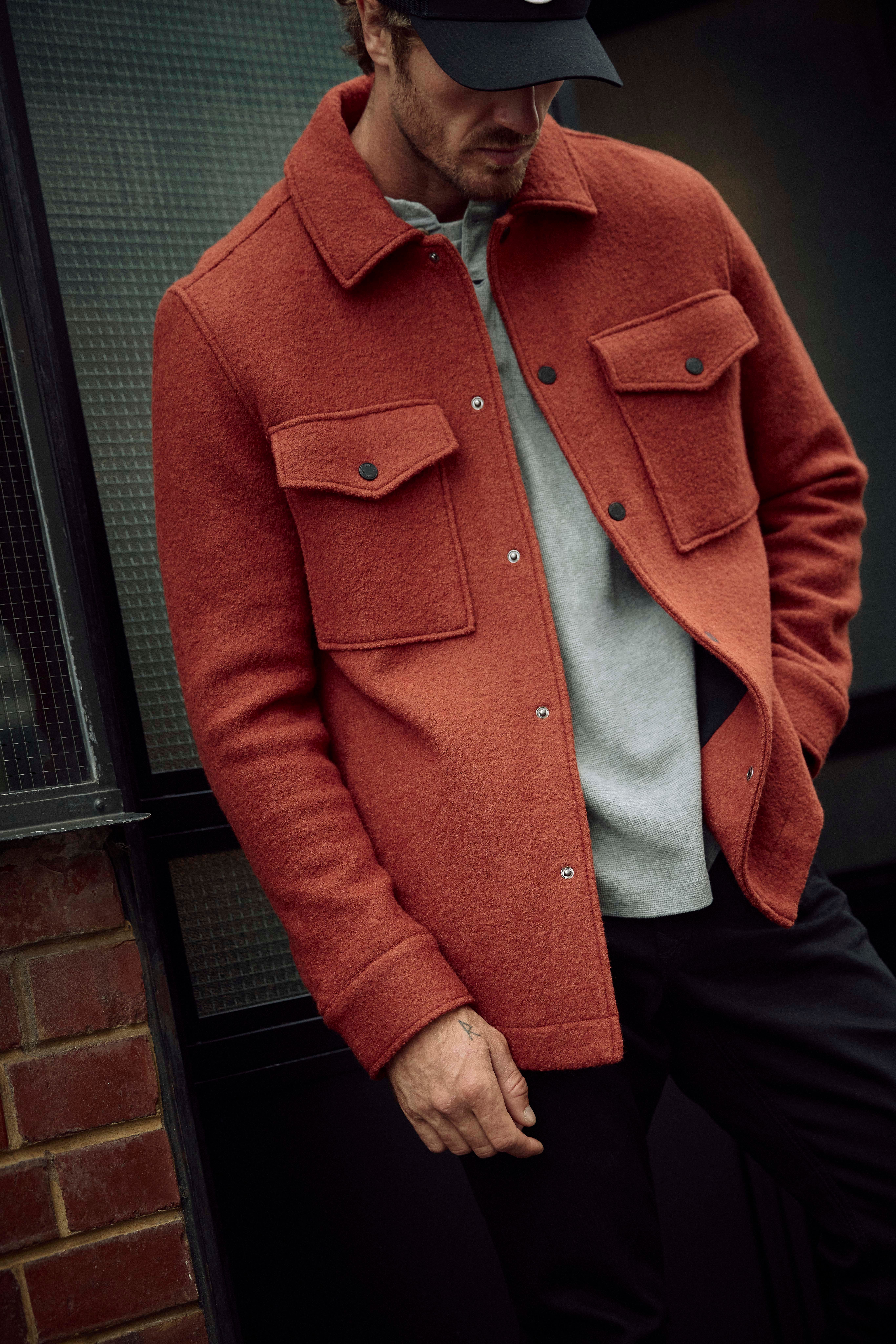 Boucle button front coat outlet