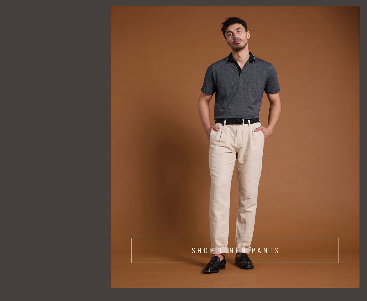 Shop premium linen men's pants at Barkers. 