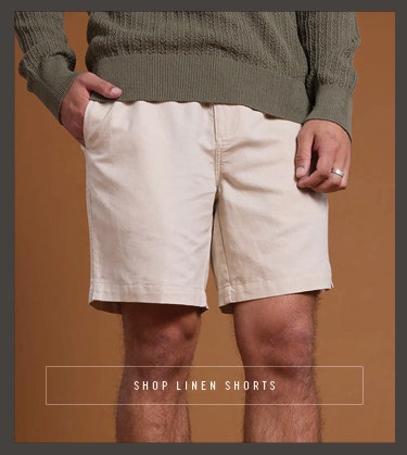 Shop premium men's linen shorts at Barkers. 