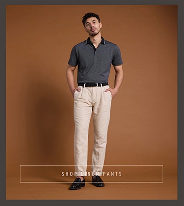 Shop premium linen men's pants at Barkers. 