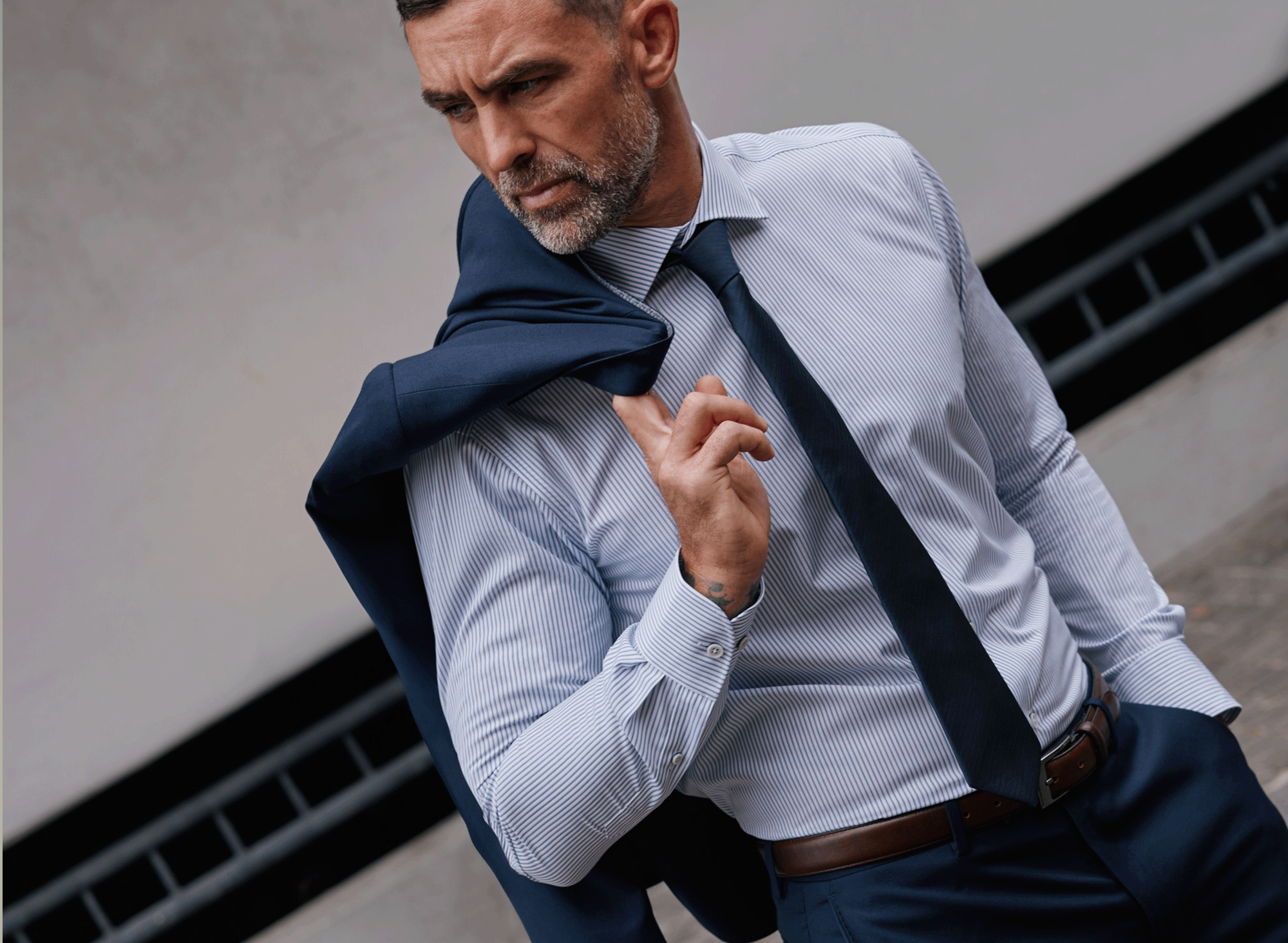 Explore the range of men's long sleeve shirts at Barkers. 